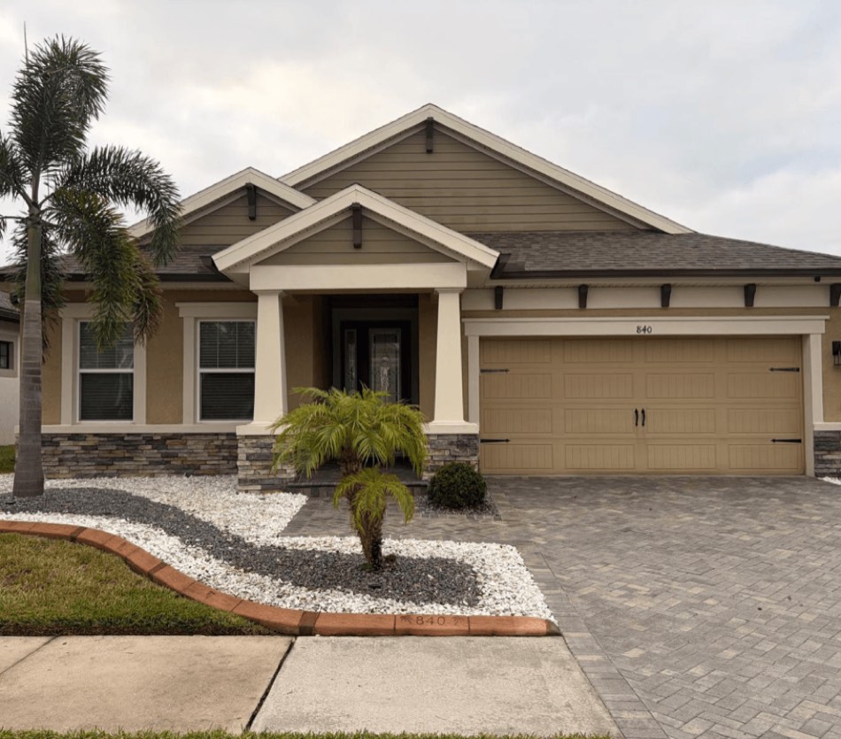 Tan home before exterior repaint, Sarasota FL